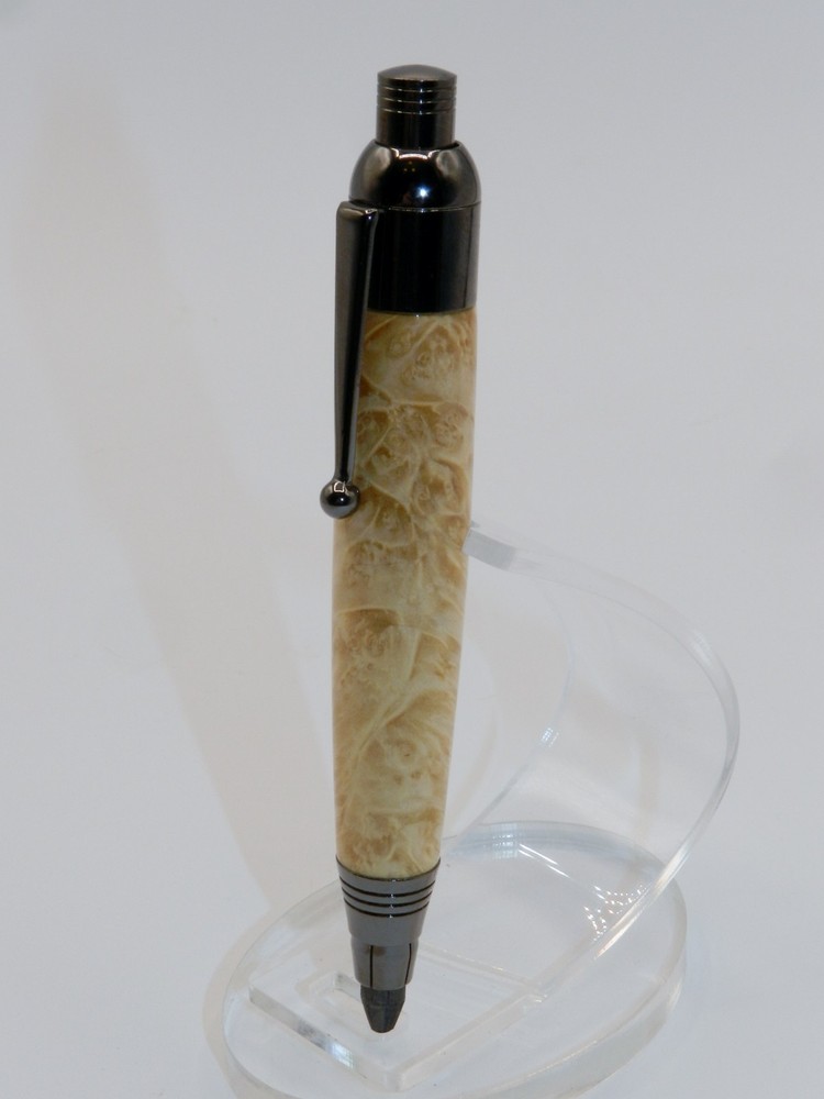 Chrome finish 5.6mm Sketch Pencil. Hand made with Stabilized Box Elder Burl.#149