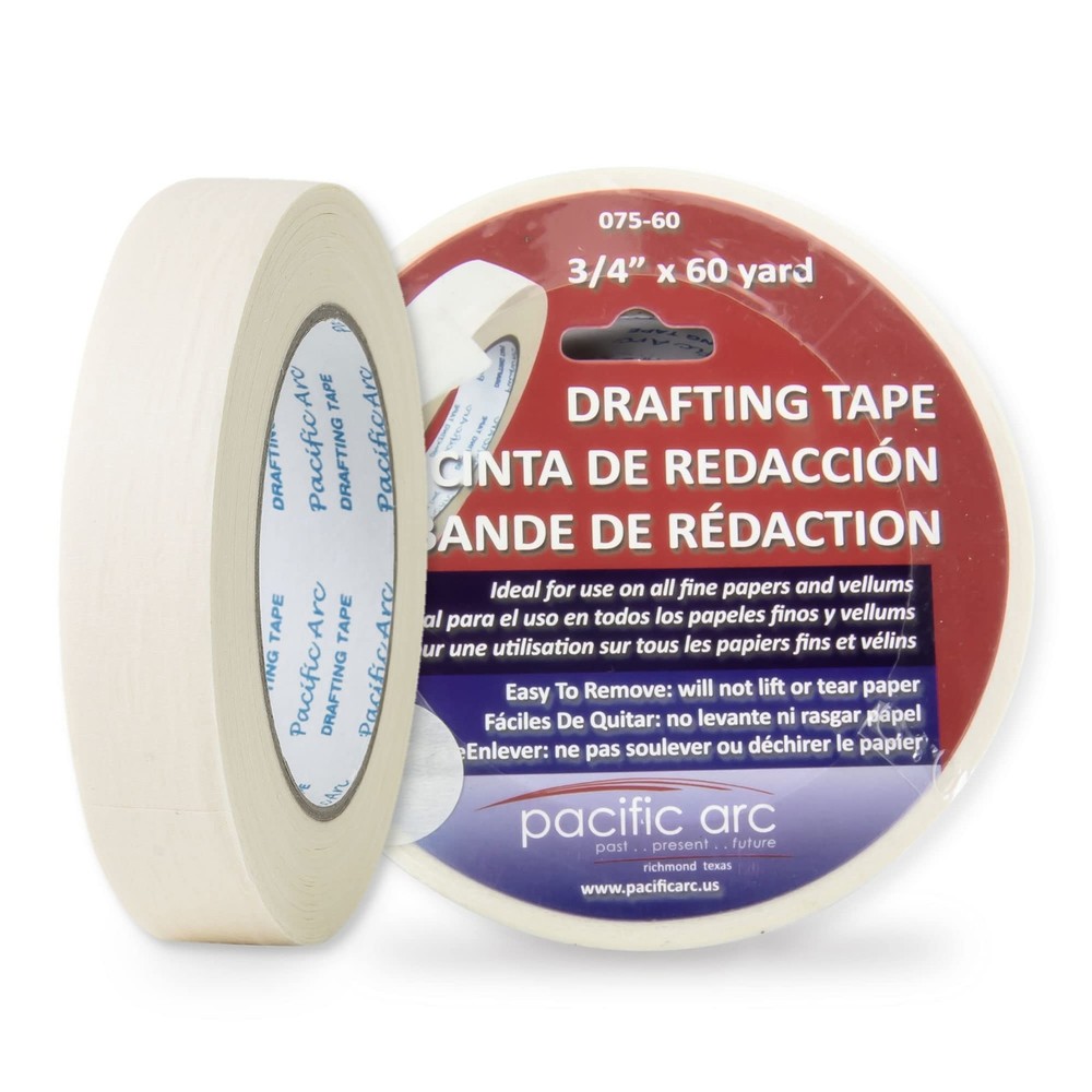 Pacific Arc Drafting Tape, 3/4 in. x 60 yd. roll. Multiple Uses 60 yd, White