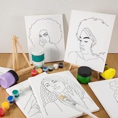 Sherr 20 Pcs Stretched Pre Drawn Canvas for Painting for Adults Outline Pre