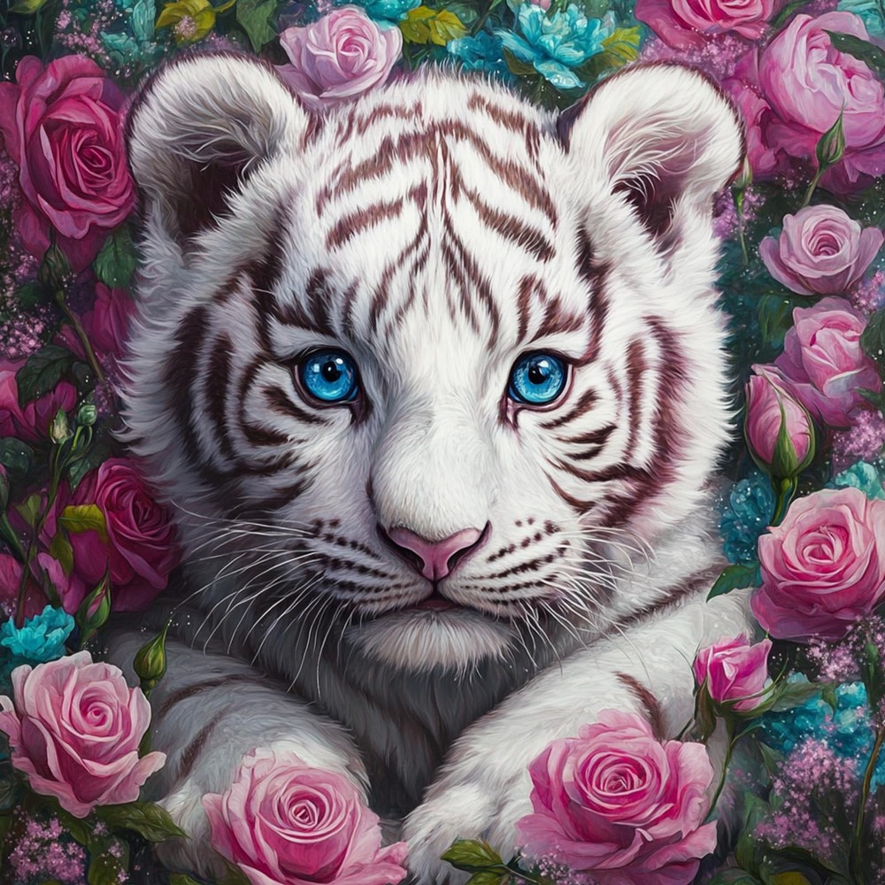Diamond Art Kits for Adults, White Tiger Diamond Painting Kits for Beginners,