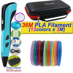 New Style 3D Printing Pen Set for Kids with PLA Filament Power Supply Travel Cas