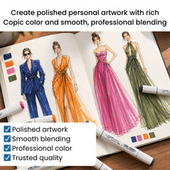 Copic Sketch Basic 72 Color Set Professional Dual Tip Art Markers Made in Japan