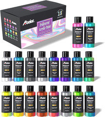 Iridescent Acrylic Paint, Abeier Set of 18 Chameleon Colors, 2 oz/60ml Bottles,