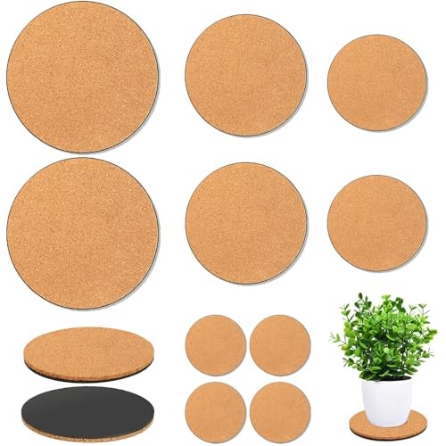10 Pieces 4 Sizes Cork Plant Coasters, 4/6/8/10 Inch Cork Plant 4-6-8-10 Inch