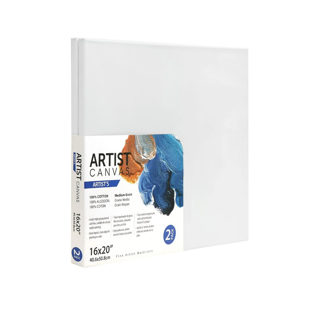 Stretched Canvas 16×20 Inches 2 Pack Premium 100 Cotton Acid Free White Deluxe