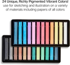 NEW 24-Piece Chalk Pastels Set Vibrant Non-Toxic Art Drawing Fast Shipping