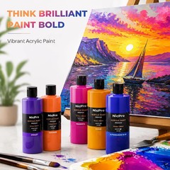 Nicpro 14 Colors Large Bulk Acrylic Paint Set (16.9 oz,500 ml) Rich Art Painting