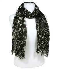 Scarf – Ribbed Stars Print – Black – SF-SSF50526BK