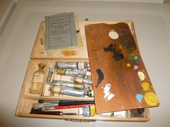 Antique Artist Wooden Paint Box Chest 19th c Dovetail Wood Tool Case RARE