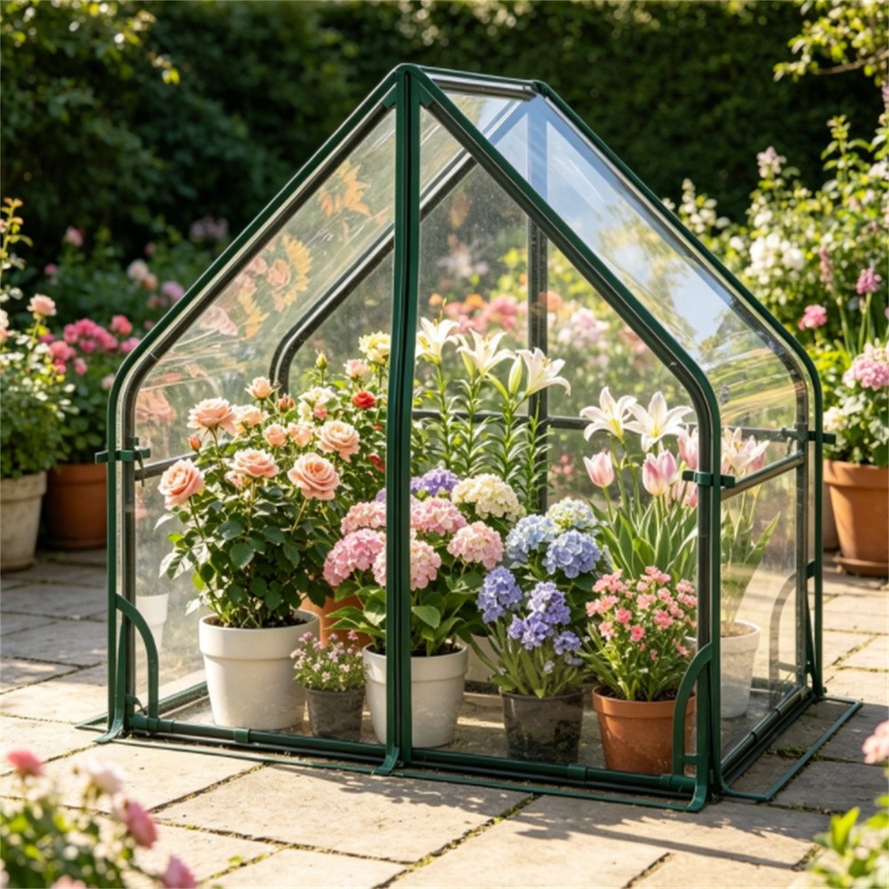 Waterproof Clear PVC Plant Grow Tent with Metal Frame, Wind Resistant
