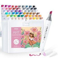 Ohuhu Illustration Markers Brush Type 60-Color Set (Mini Brush Type & Normal