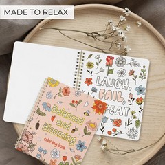 Beautiful Adult Coloring Book Set of 2 for Relaxation – Sassy blue-peach