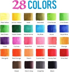 Chalkola Watercolor Brush Pens for Lettering, Coloring, Calligraphy – Set of 28