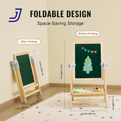 2 in 1 Kids Art Easel Double Sided Wooden Magnetic Whiteboard Chalkboard NEW