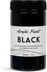 Black Acrylic Paint 300Ml (10.2Oz) – High Coverage, Opaque, Lightfast & Waterpro