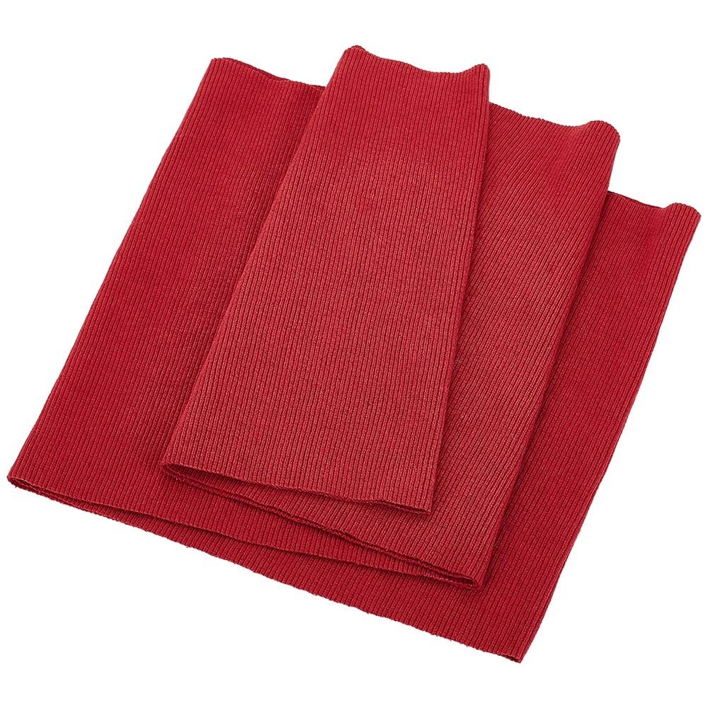 Dark Red Ribbed Fabric 25×8.6 Inch Cotton Elastane Elastic For Hems Cuffs 1 PCS