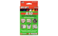 U-Mark A10 Paint Marker 6 pack Black/Blue/Red/White/Yellow/Orange 10150