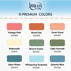 Americana Acrylic Paint Set – Boho Colors, 9 Bottles (2 fl oz) – Art and Craf…