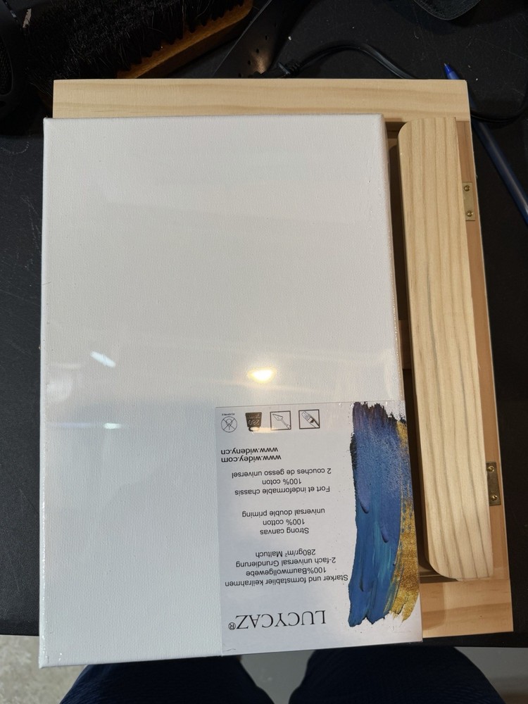 LUCYCAZ Tabletop Art Easel Set Wooden Storage Box Painting Canvas Acrylic Paints