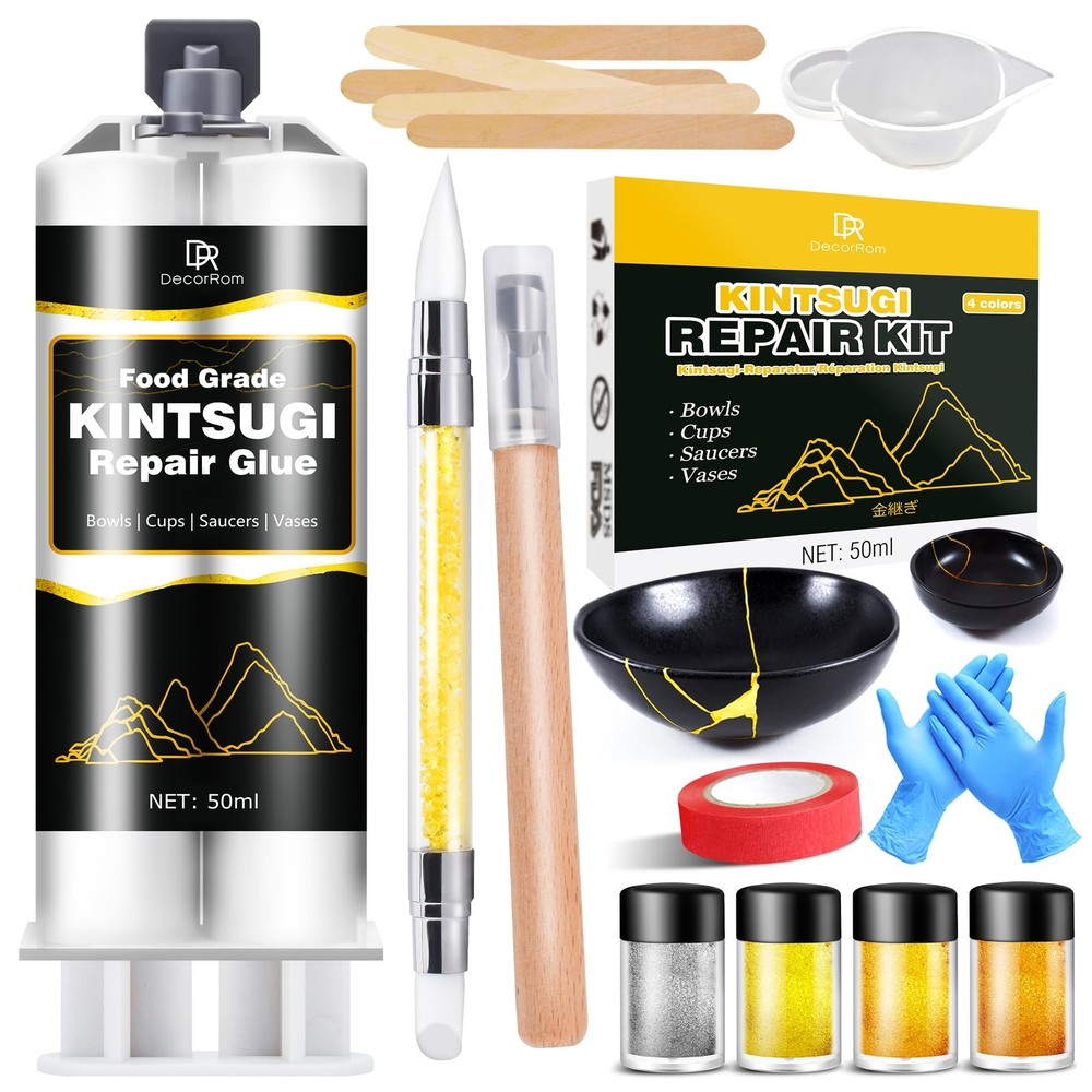 Kintsugi Repair Kit, Upgraded Food Safe Gold & Silver Transparent