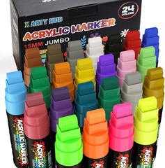 Jumbo Acrylic Paint Markers, 24 Colors (14 Classic, 6 Metallic, 4 Neon) Poster M