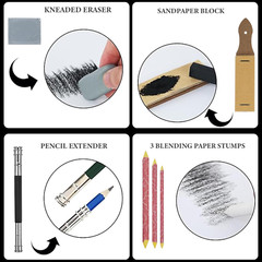27 Piece Drawing Sketch Pencil Set for Artists Beginners Graphite & Charcoal Kit