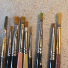 Lot of 15 Used Paint Brushes Small and Detail Name Brands Sable