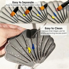 2 PCS Silicone Paint Brush Holders Small Multiple Slots Rest Watercolor Grey