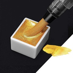 12 Color Metallic Glitter Watercolor Paints Set 2 Brushes 2 Color Cards Bag