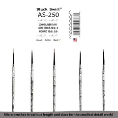 AS-250 Black Swirl Synthetic Mini Detail Brush Set 5 pcs