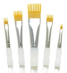 RAQUA-202 Royal Aqualon Wisp Flat Artist & Craft Gold Taklon Paint Brush Set