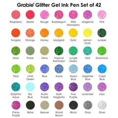 Grabie 42 Capped Glitter Gel Pen Set, 18 Iridescent&24 Essential Color Pens, Smo