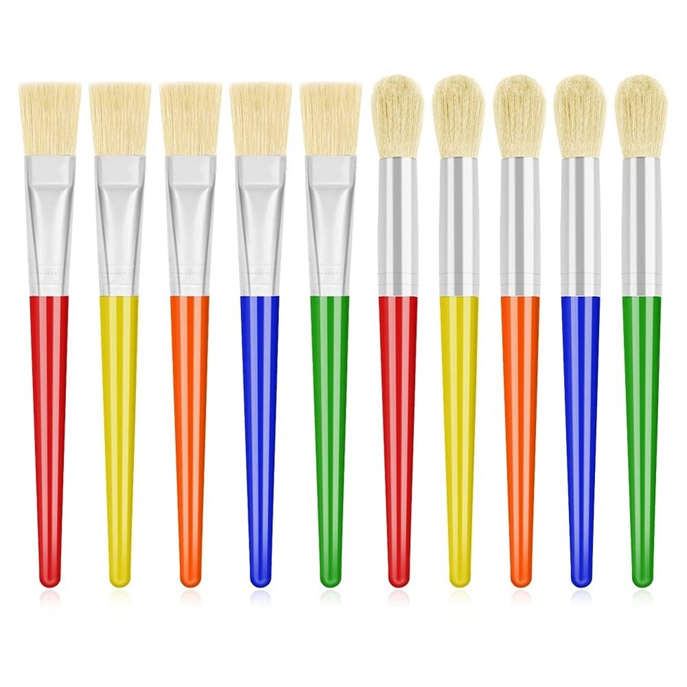 10Pcs Paint Brushes for Kids, Anezus Kids Large, Assorted Colors