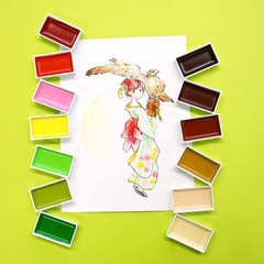 Kuretake GANSAI TAMBI Watercolor Paint Set 48 Colors, Professional-Quality Art S