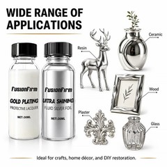 FusionFirm Liquid Leaf Paint – Alcohol-Based 1 Fl Oz (Pack of 1), Silver