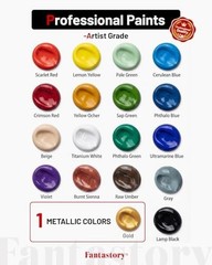 Fantastory Professional Acrylic Paint Set: 18 colors x 36ml, includes 10 brus…