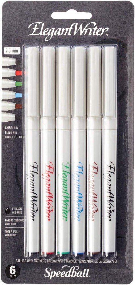 2882 Elegant Writer 6 Medium Calligraphy Markers Set, Assorted Colors