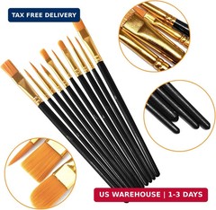 10 Pack Nylon Hair Paint Brushes Set for Acrylic, Watercolor and Oil Painting –