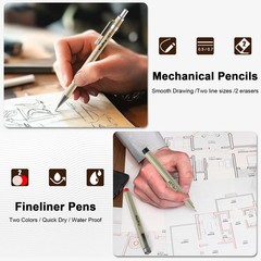 Nicpro 20PCS Professional Geometry Set with Case, Drafting Medium, Silver