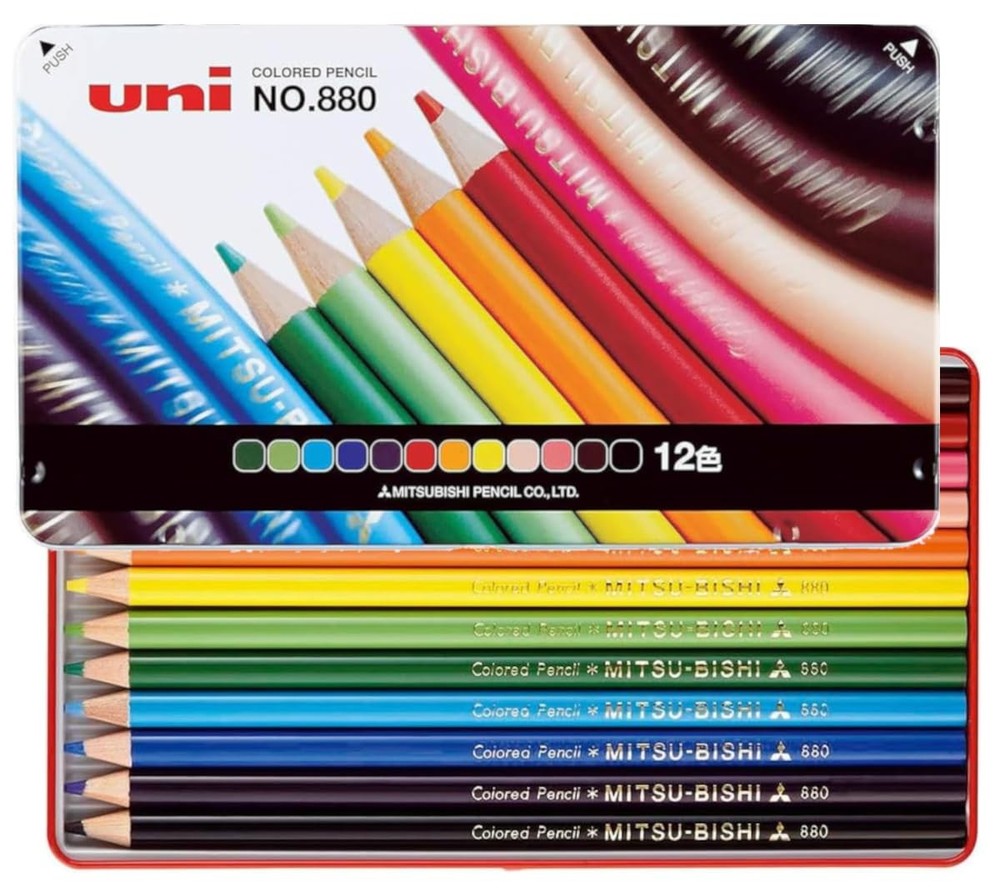 Mitsubishi Pencil K88012CP Colored Pencils, 880, 12 Colors
