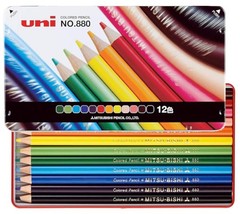 Mitsubishi Pencil K88012CP Colored Pencils, 880, 12 Colors