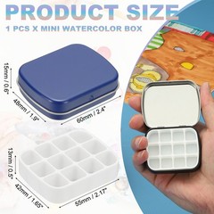 12 Wells Mini Paint Storage Box, Mini Watercolor Box, Blue