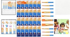 Versatile 240-Piece Nylon Brush Set for Watercolor, Acrylic, and Oil Painting