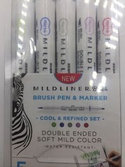 New Zebra Midliner Brush Pen & Marker Cool & Refined set 5-pk Water resistant