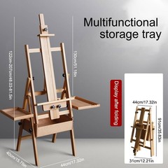 59 Inch Wood Studio Artist Easel Beech Wood Painting Art Easel Standing H-Frame