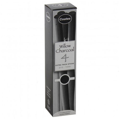 Coates Artists Willow Charcoal – Drawing Sketching – 4 x Extra Thick (12-14mm)
