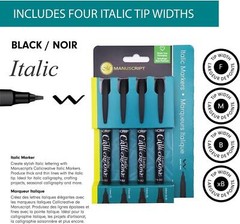 Calligraphy Marker Pen – Italic Set of 4 – BLACK