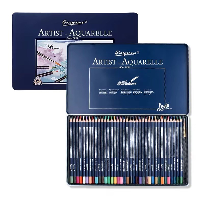 Giorgione 36 Colors Watercolor Pencil Set Colored Drawing Pencils In Tin Box