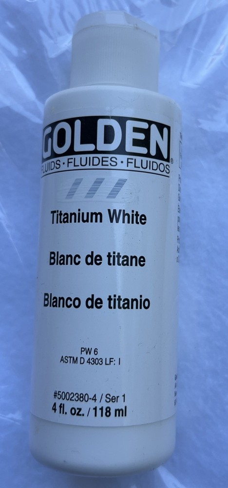 Fluid Acrylics by GOLDEN, Titanium White, 4 fl. oz. Bottle, Professional Acry…