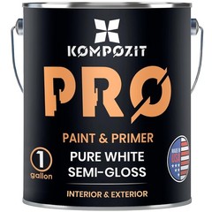 2-in-1 Acrylic Paint & Primer – Pure White Semi Gloss for Interior & Exterior –